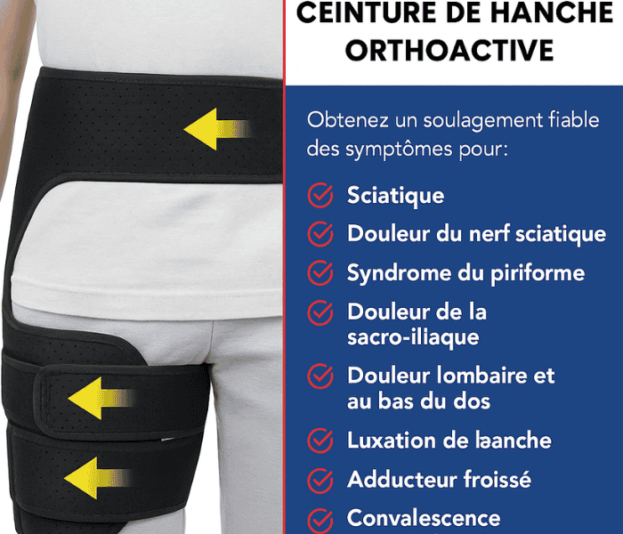 Ceinture Soutien Lombaire & Hanche OrtoActive™| Soulage Douleurs du Dos, du Bassin et Sciatique – Ajustable et Discrète